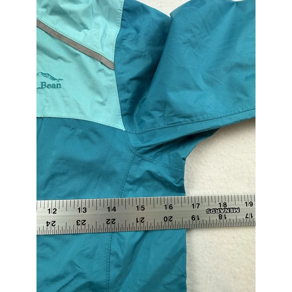 LL Bean Kids Blue Turquoise TEK Reflective Rain Jacket Size L 6X/7 Windbreaker